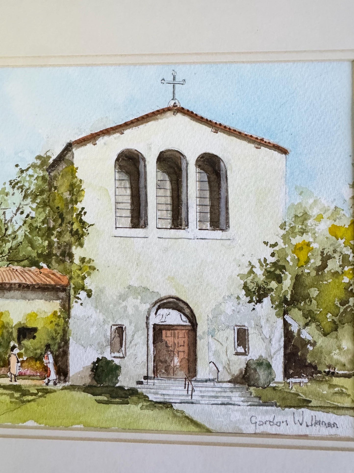 Original Gordon Wilkinson Watercolor Painting All Saints Church Beverly Hills