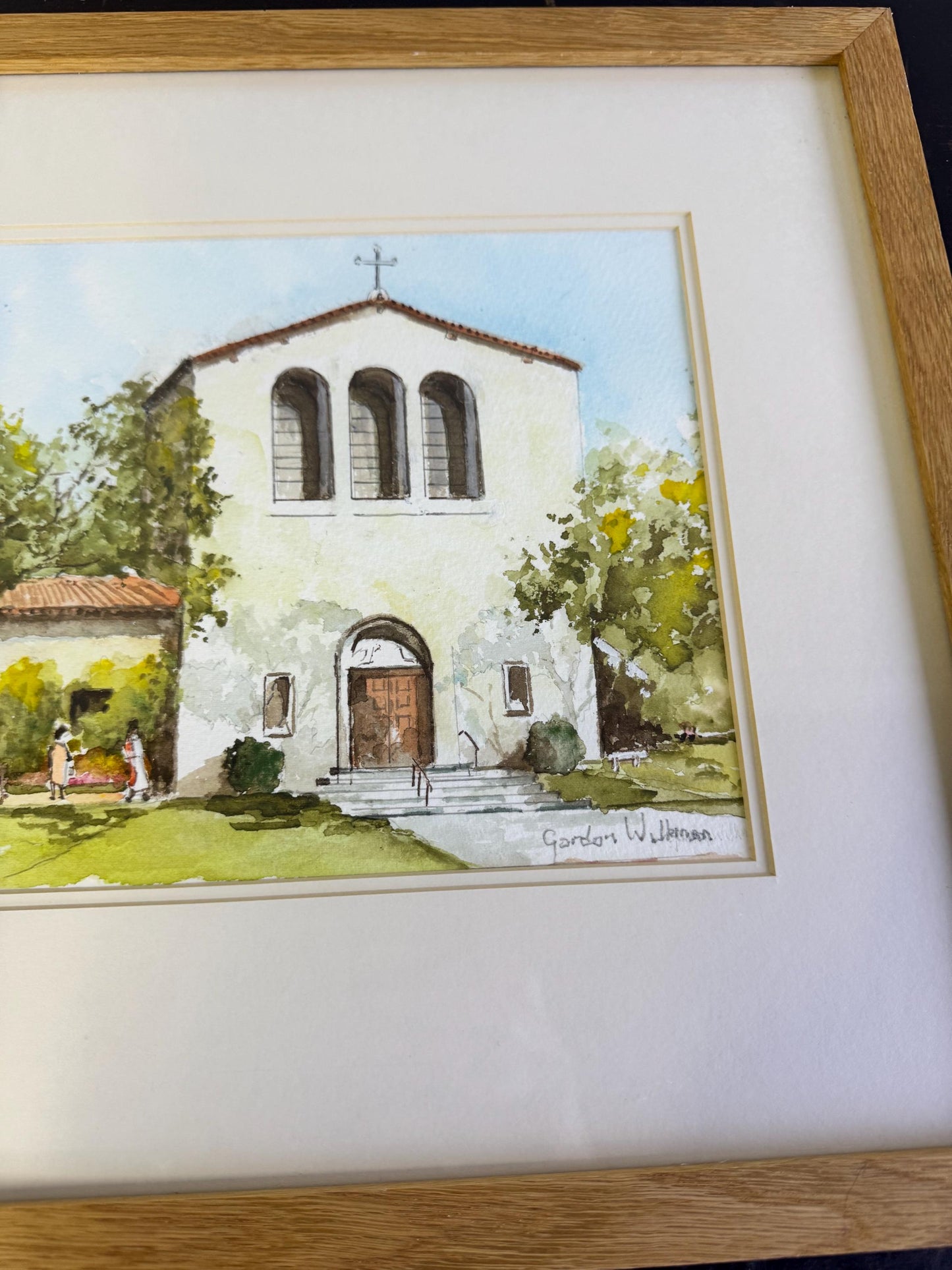 Original Gordon Wilkinson Watercolor Painting All Saints Church Beverly Hills