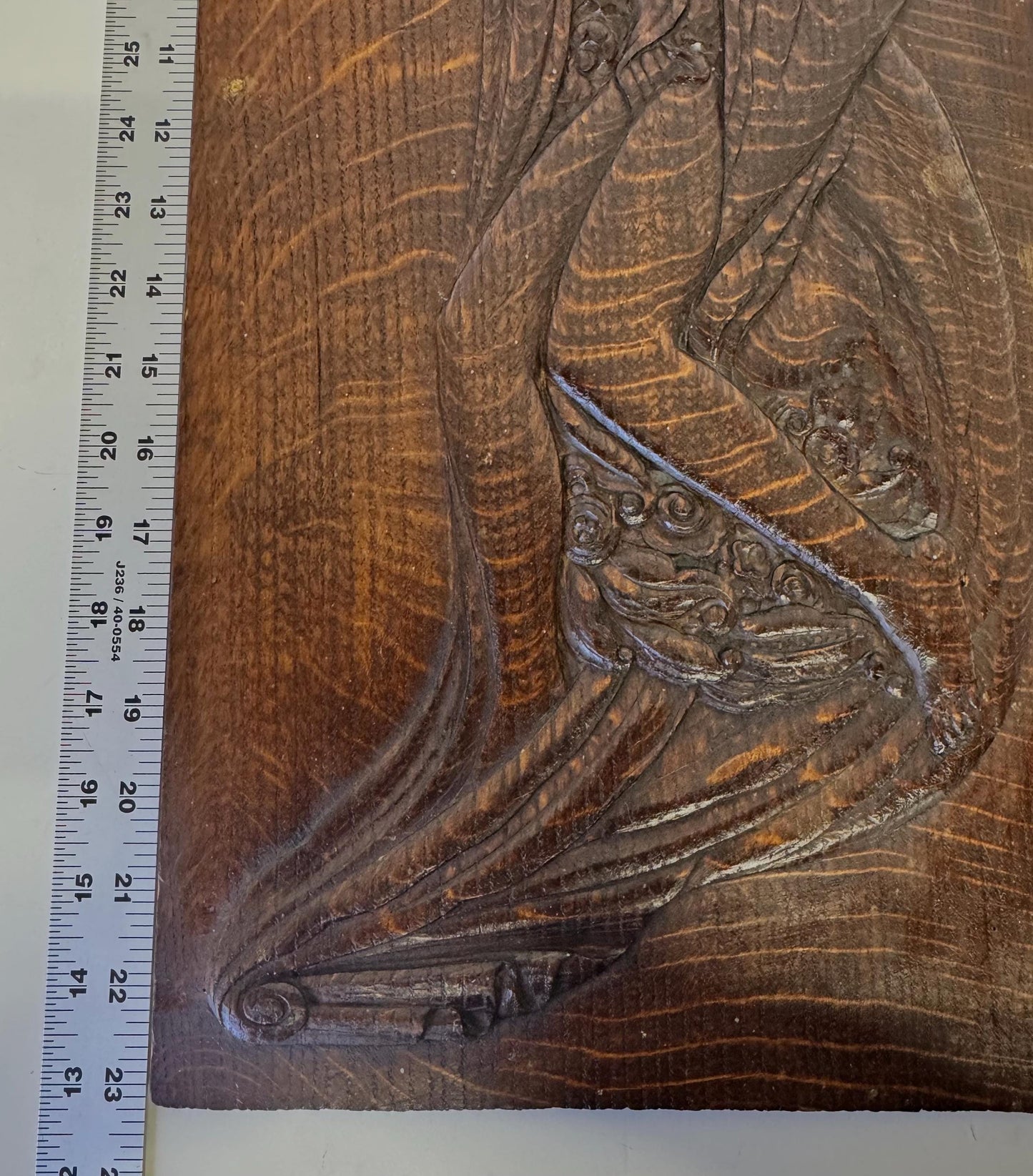 Antique Art Nouveau Aphrodite Venus Handcarved Art Relief on Oak Panel