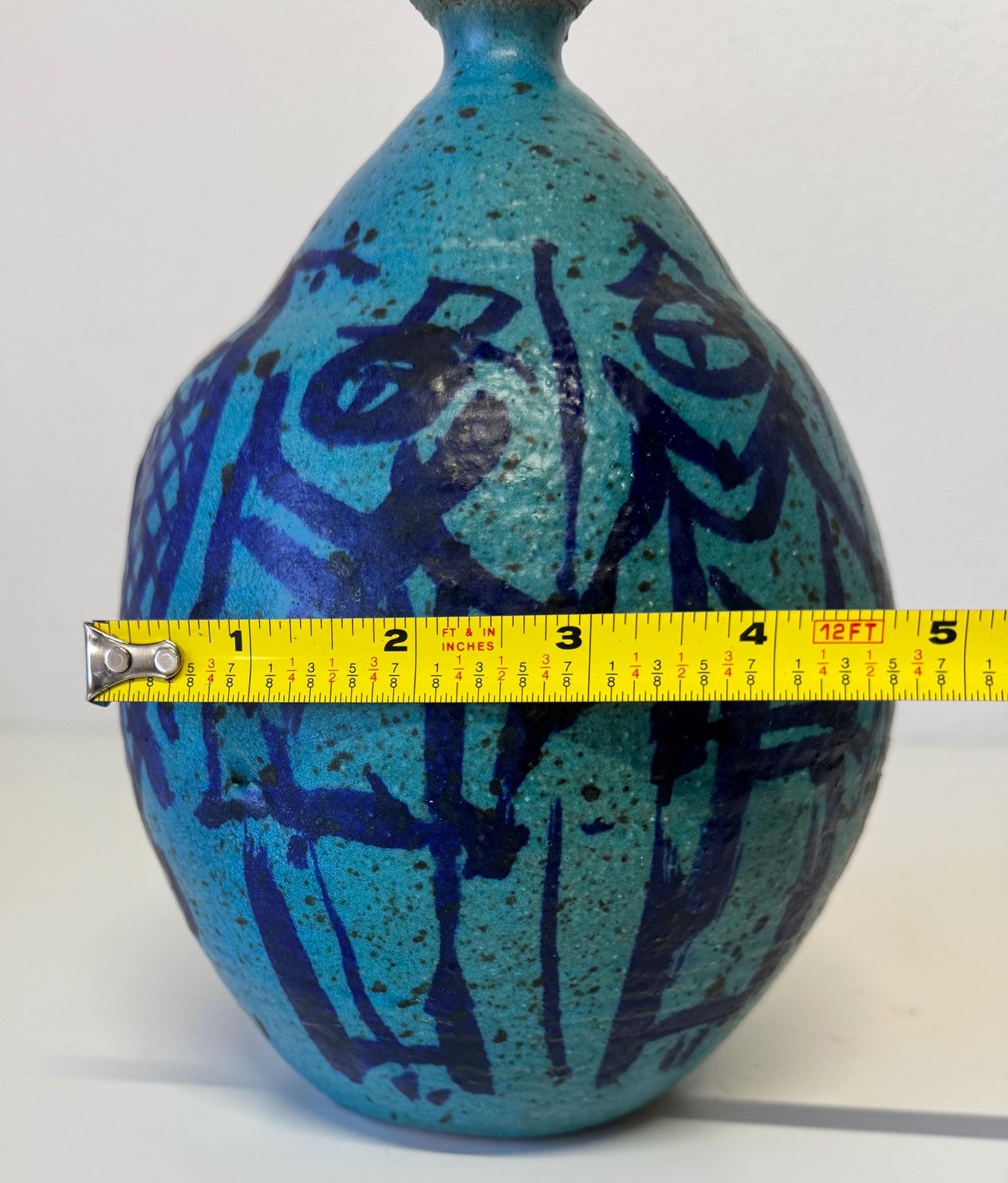 Vintage Mid Century Maurice Grossman Studio Art Pottery Vase Blue Green