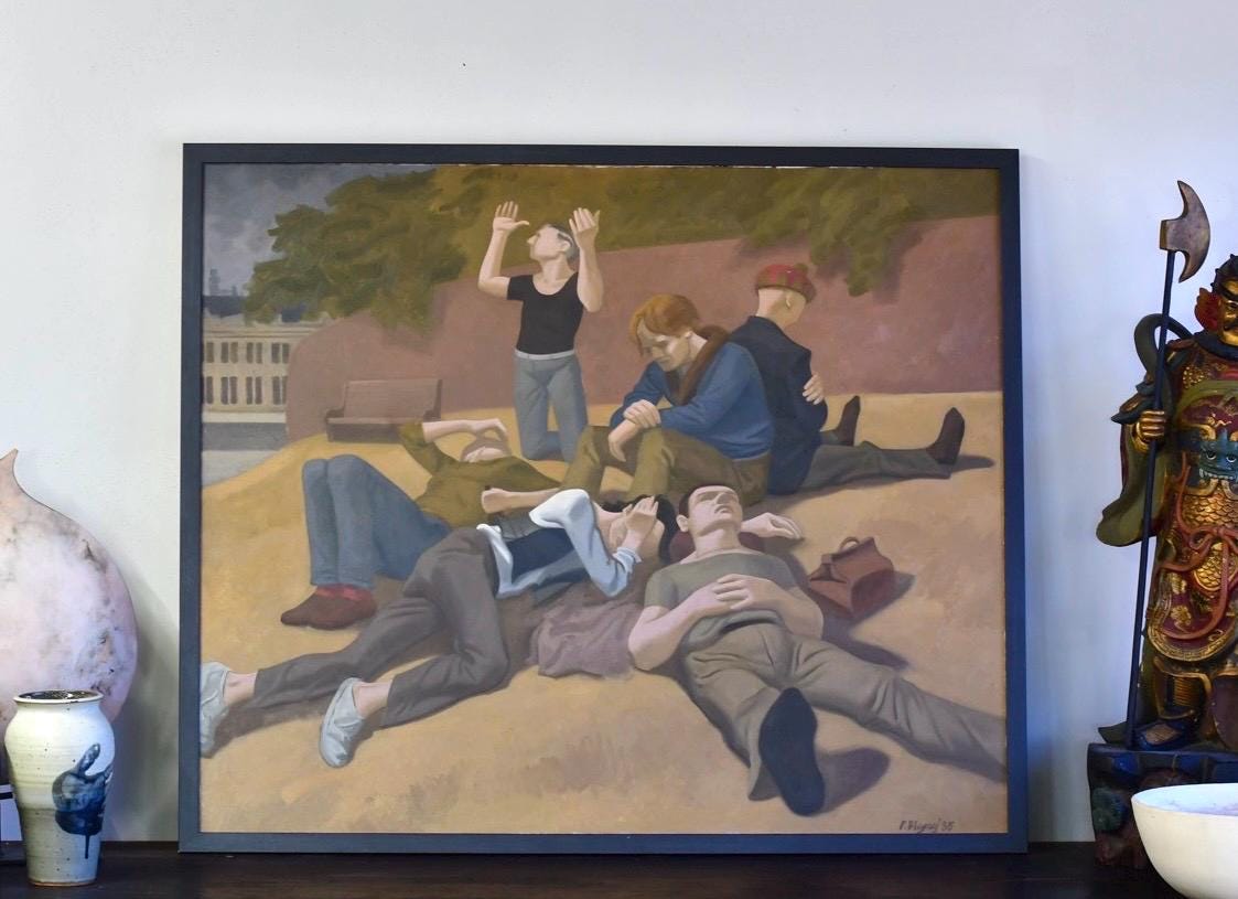 Original Peter Michael Blayney Oil Painting Titled Day After Day 1985 50” X 42”