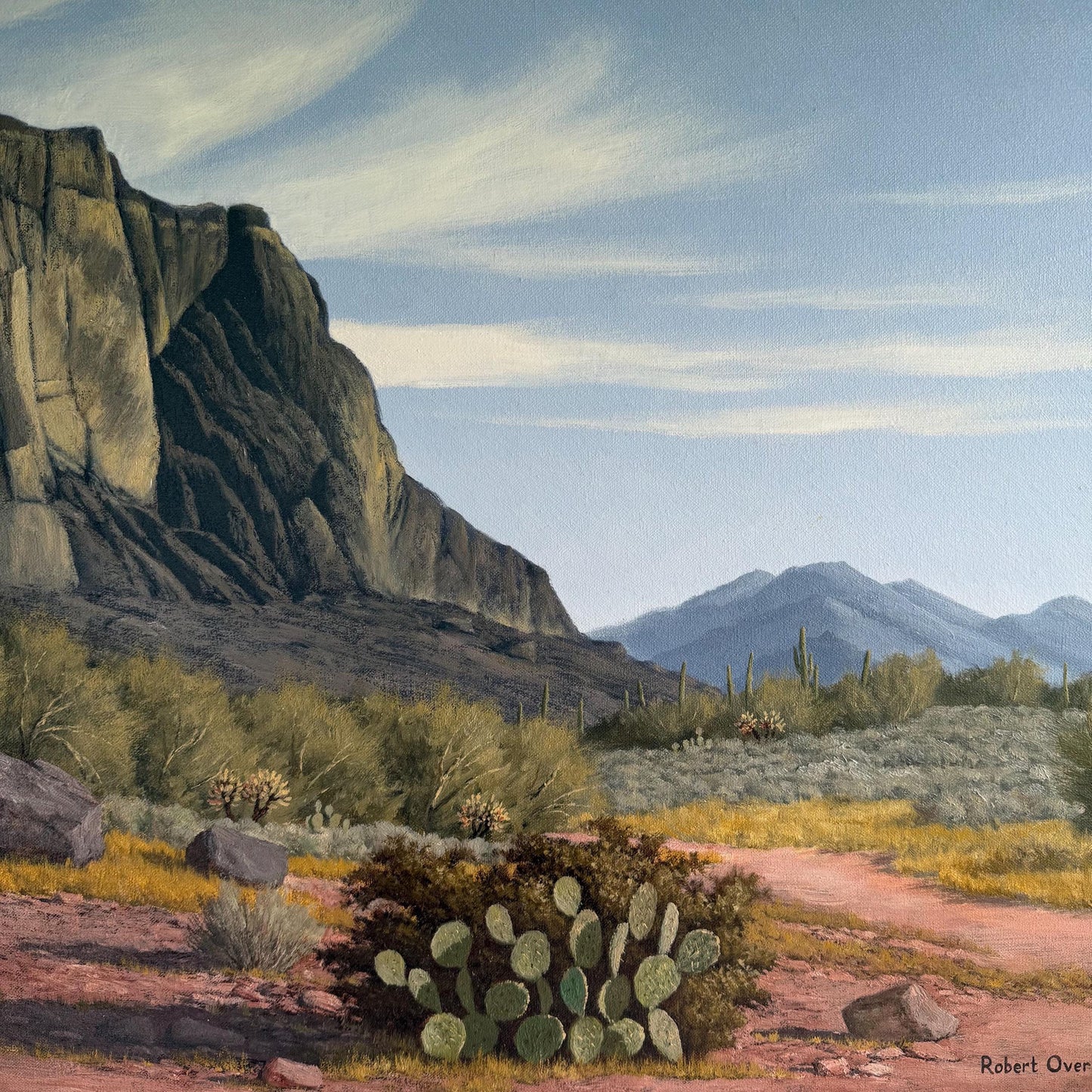 Original Desert Landscape Painting By Robert Overall 40” X 27”