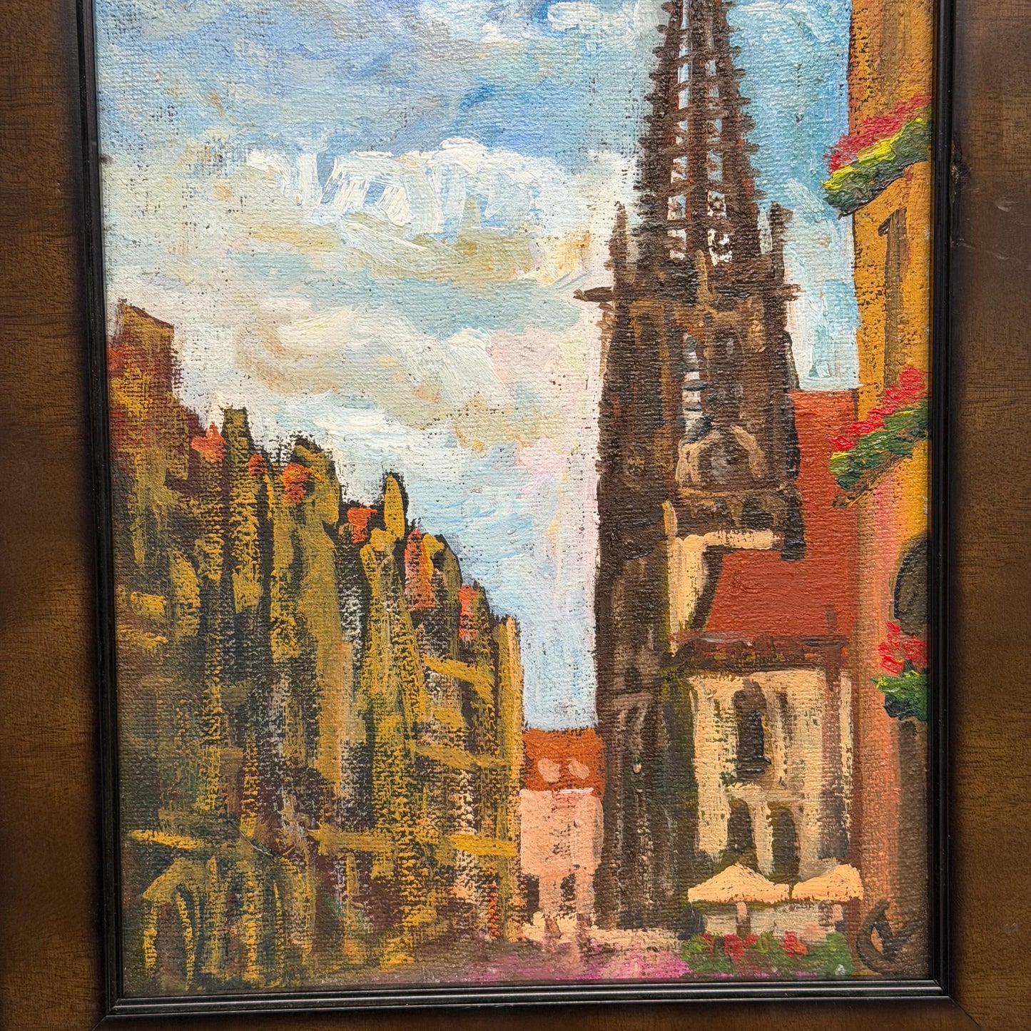 Original Contemporary French Impressionist Cathedral Painting 11” X 9”