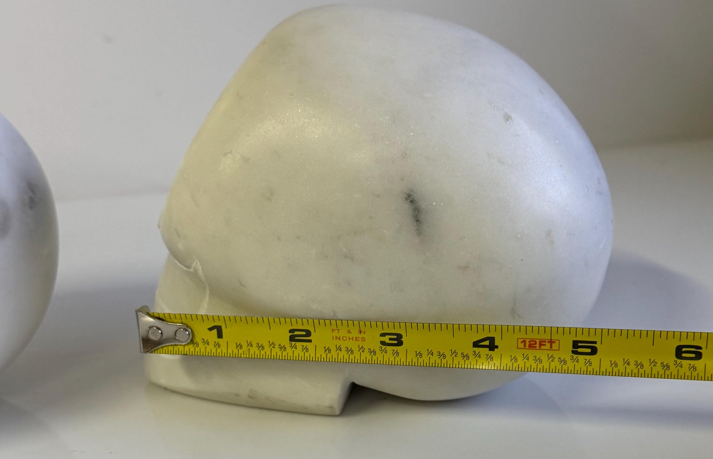 Vintage Pair Of Marble Hand carved Carved Skull Bookends