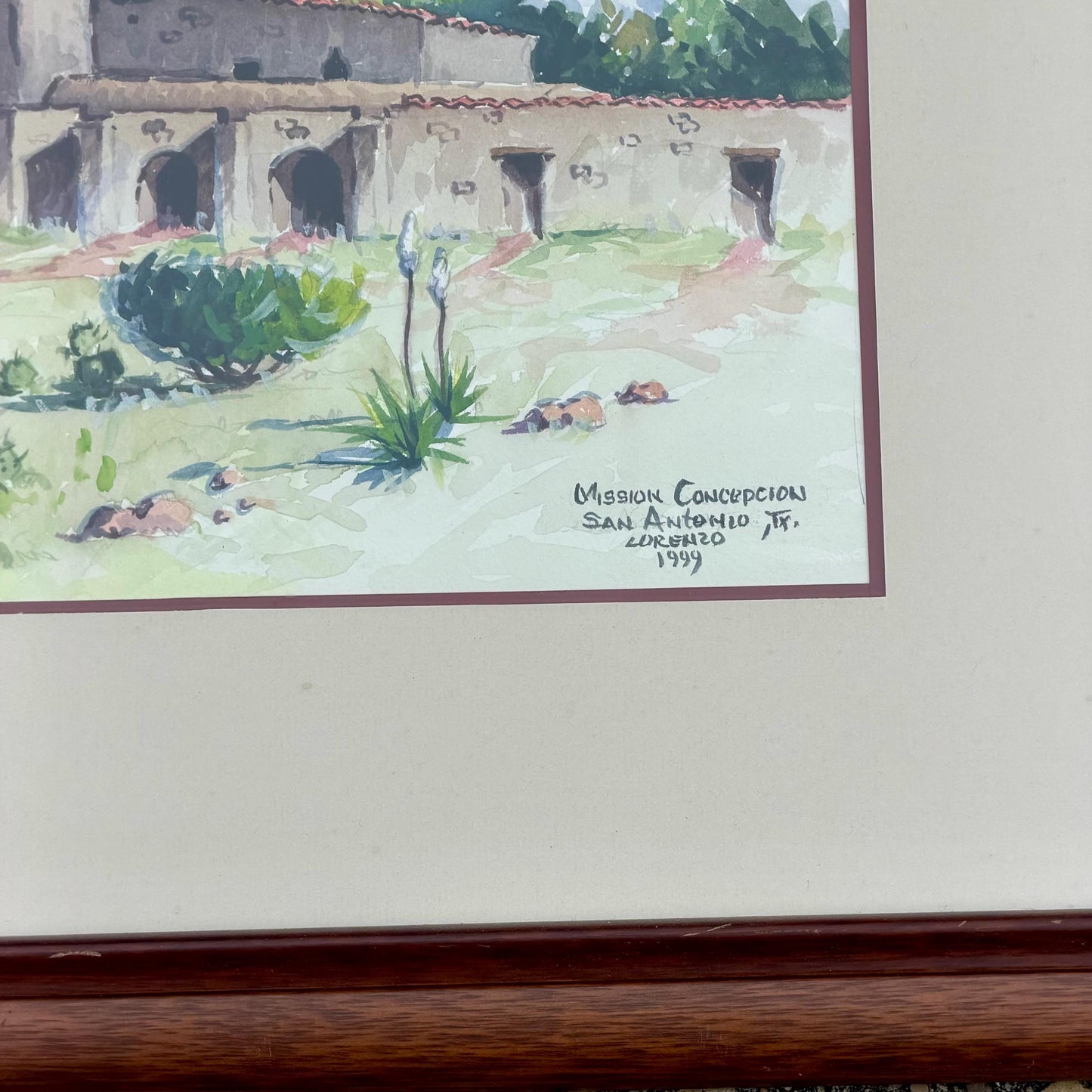 Original Lorenzo Castaneda Texas Mission Original Water Color Painting