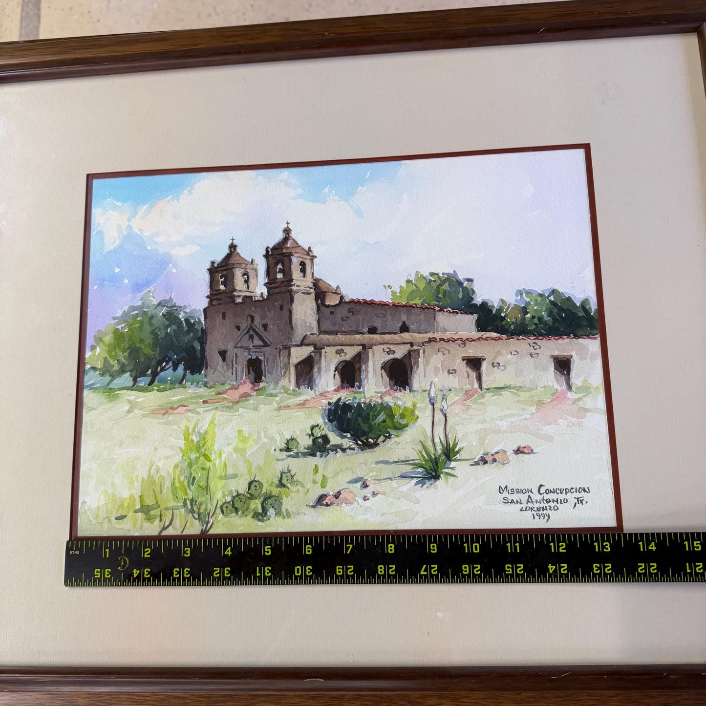 Original Lorenzo Castaneda Texas Mission Original Water Color Painting
