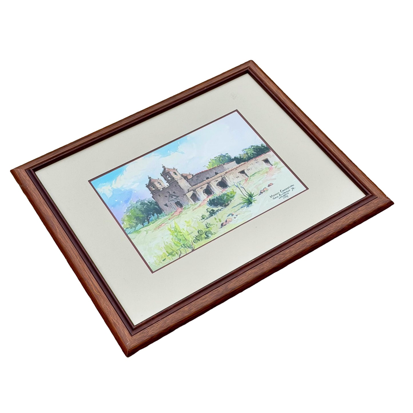 Original Lorenzo Castaneda Texas Mission Original Water Color Painting