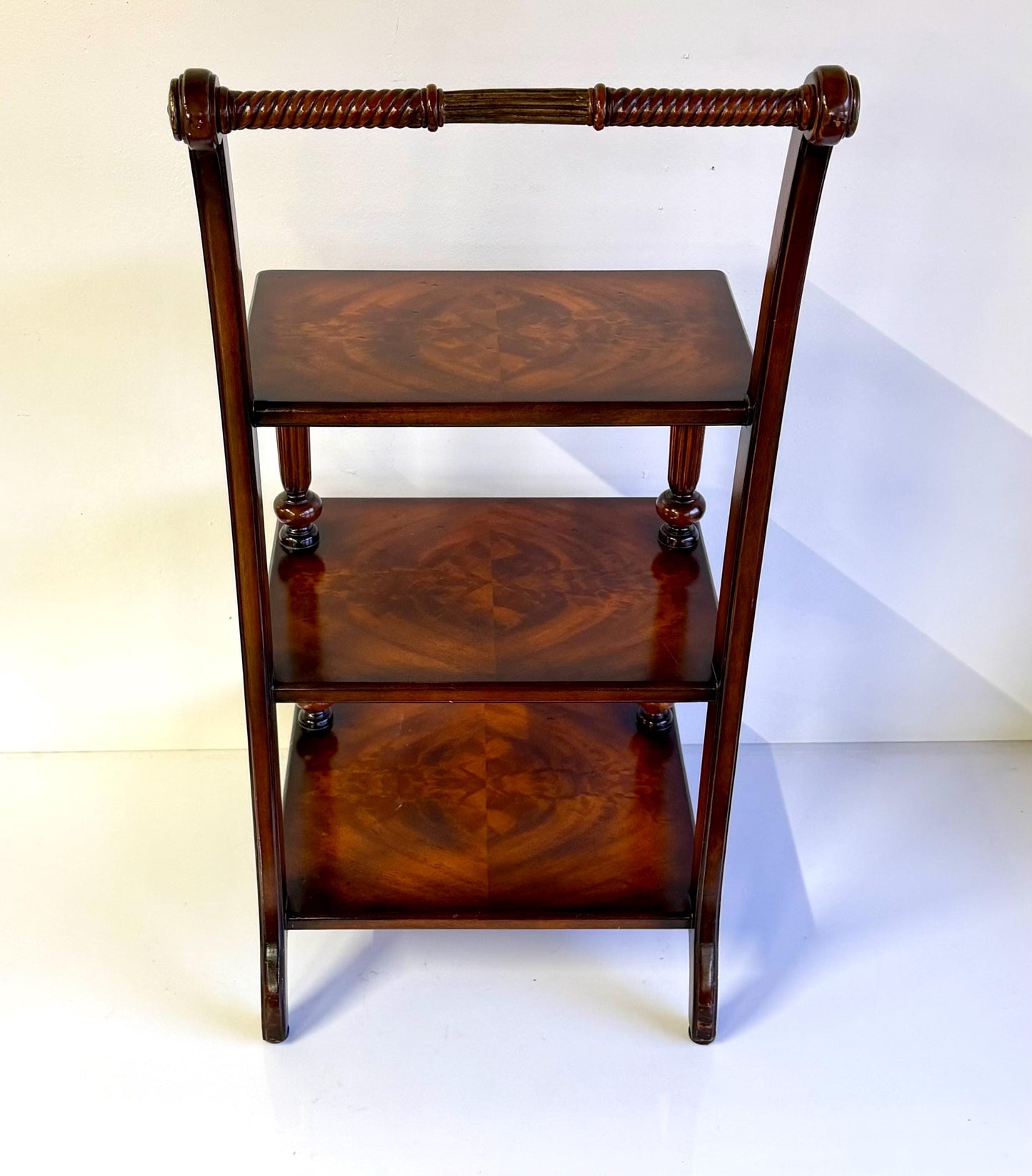 Vintage Mahogany & Brass  Three-Step Library Ladder Shelves