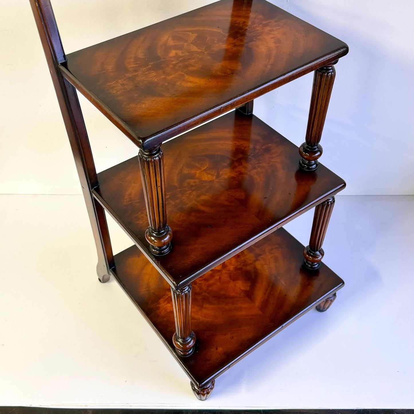 Vintage Mahogany & Brass  Three-Step Library Ladder Shelves