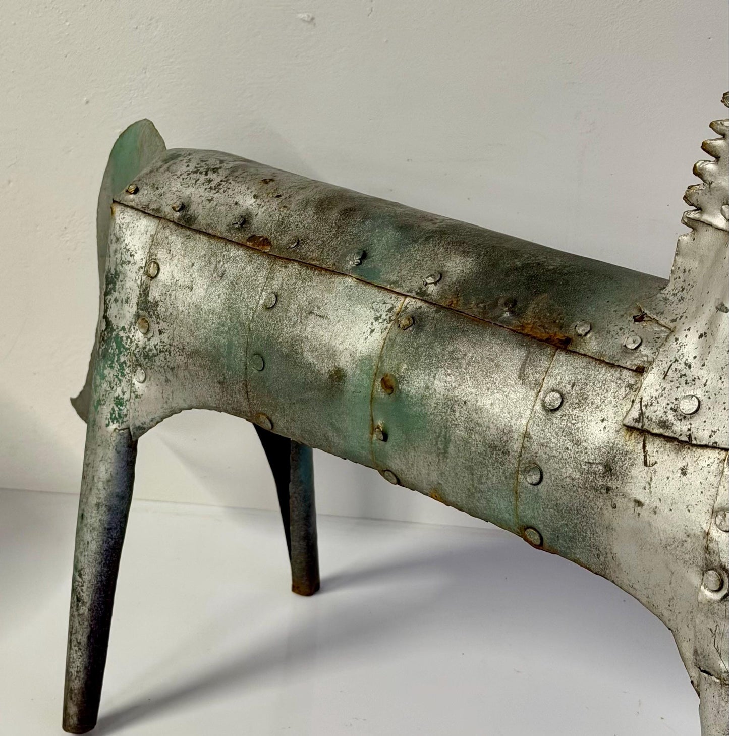 Vintage Mid Century Handmade Riveted Metal Horse Sculpture 20” Tall