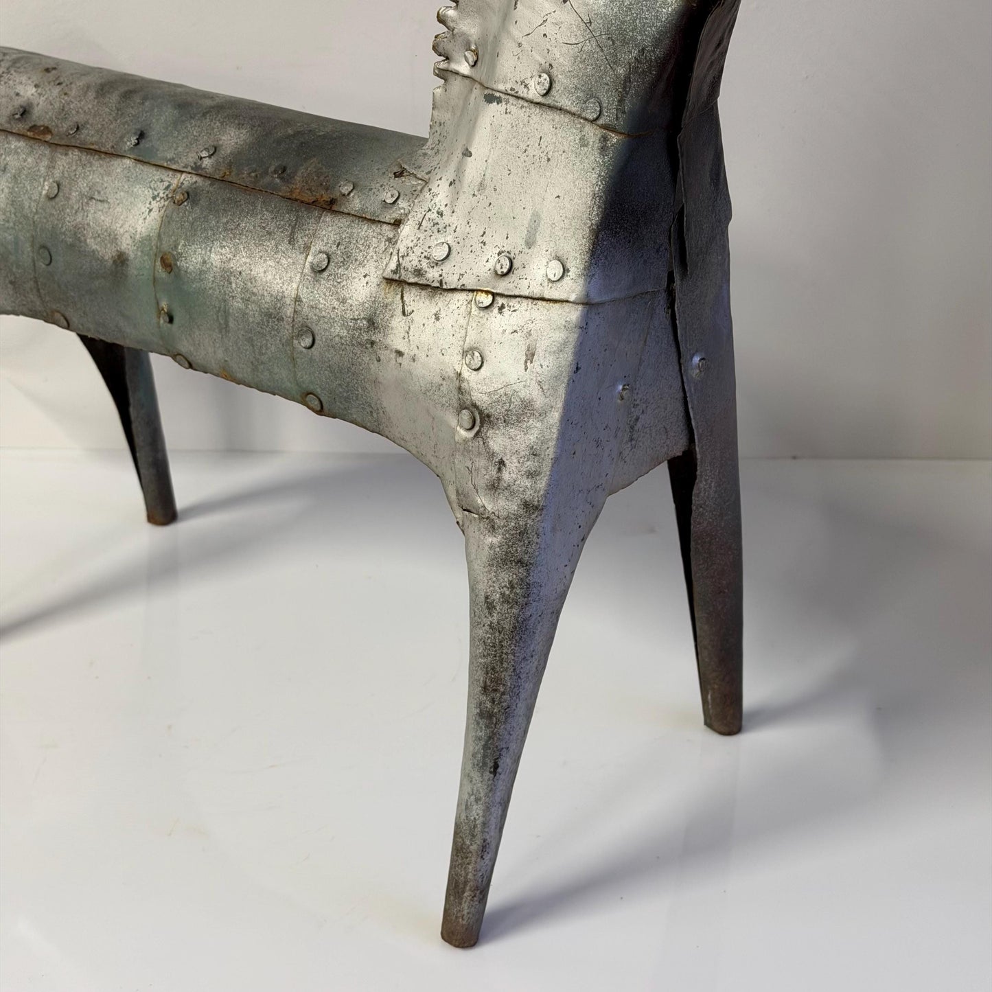 Vintage Mid Century Handmade Riveted Metal Horse Sculpture 20” Tall