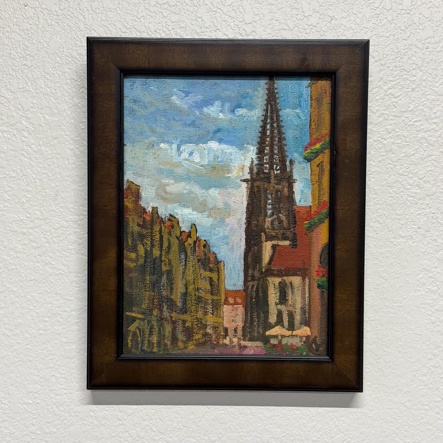 Original Contemporary French Impressionist Cathedral Painting 11” X 9”
