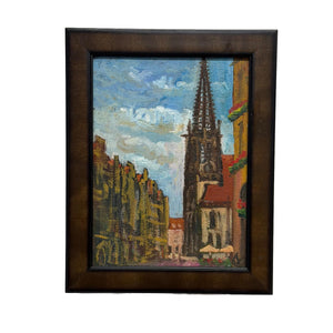 Original Contemporary French Impressionist Cathedral Painting 11” X 9”