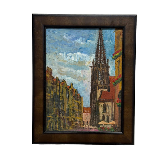 Original Contemporary French Impressionist Cathedral Painting 11” X 9”