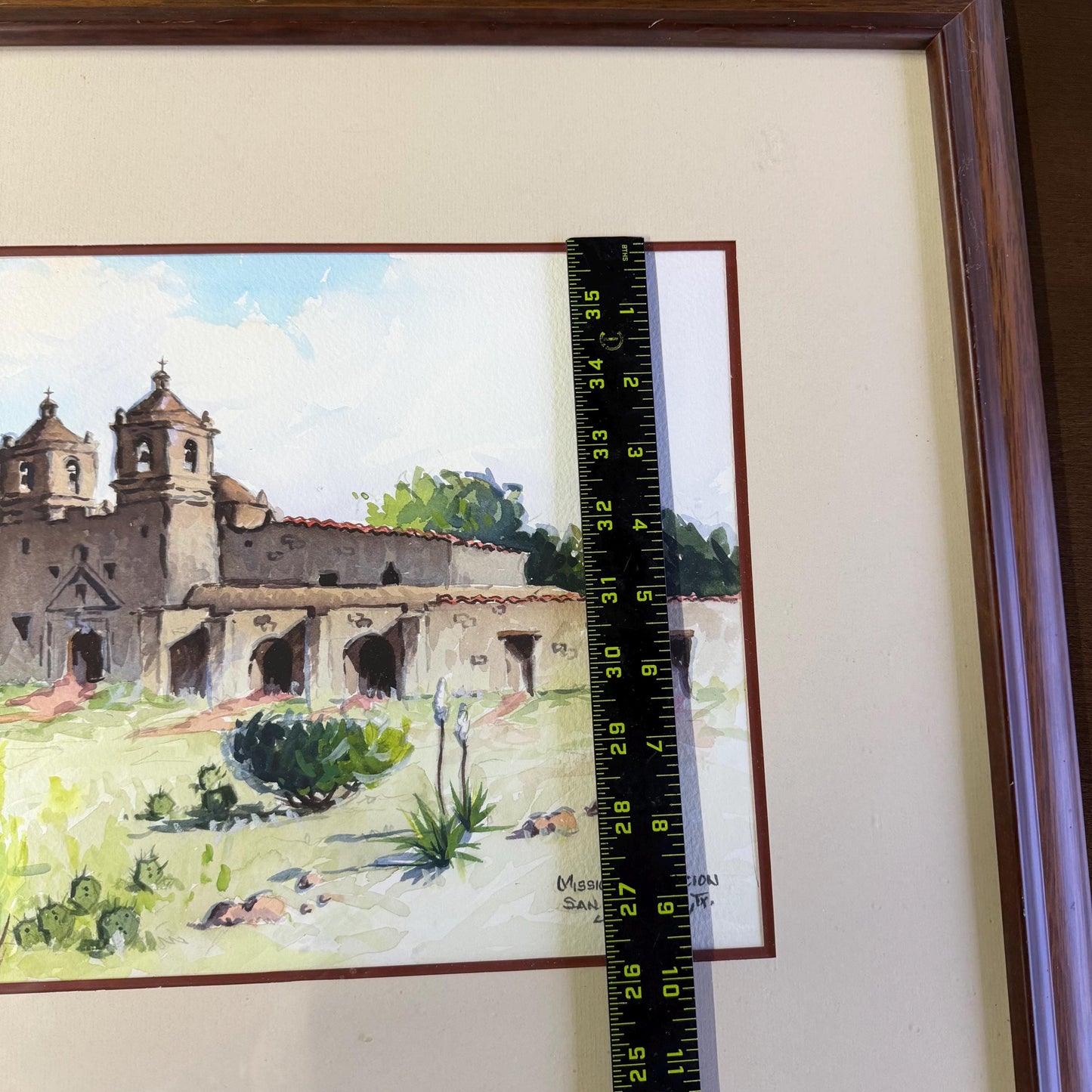 Original Lorenzo Castaneda Texas Mission Original Water Color Painting