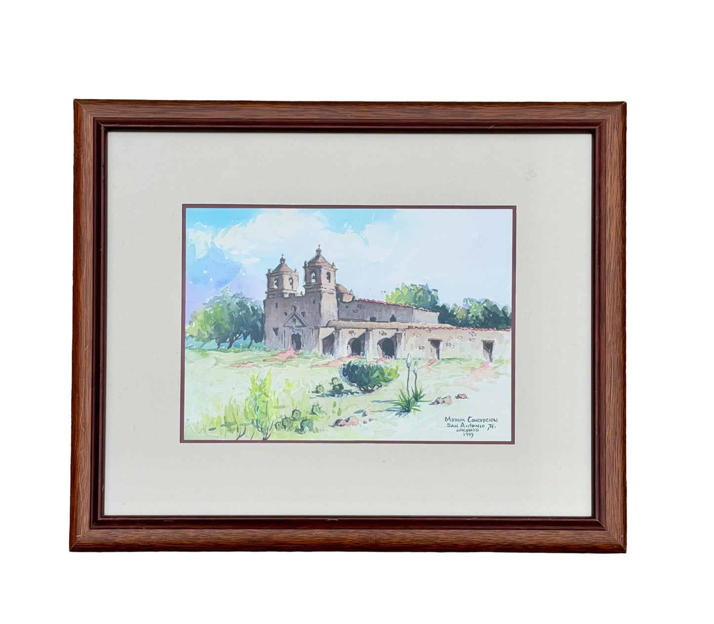 Original Lorenzo Castaneda Texas Mission Original Water Color Painting