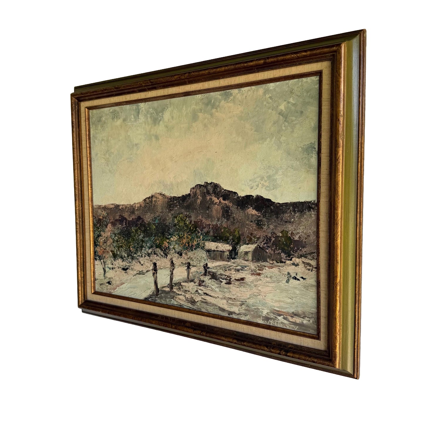 MCM Original Impressionist Desert Scene Oil Painting Signed Chas McElhaney 24x20