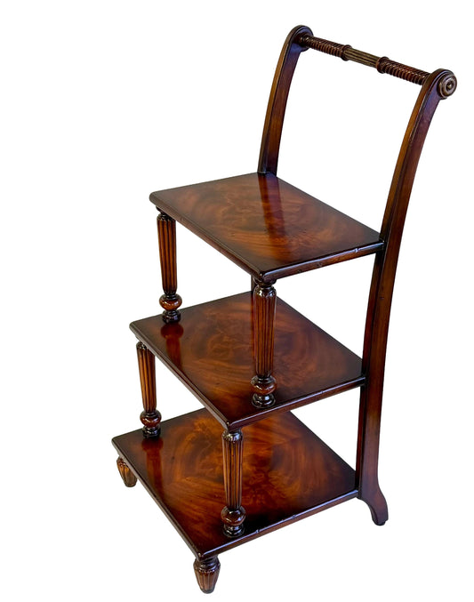 Vintage Mahogany & Brass  Three-Step Library Ladder Shelves