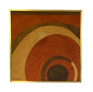 Vintage Mid Century Suede Leather Geometric Abstract Art Signed M. Lavit 30x30