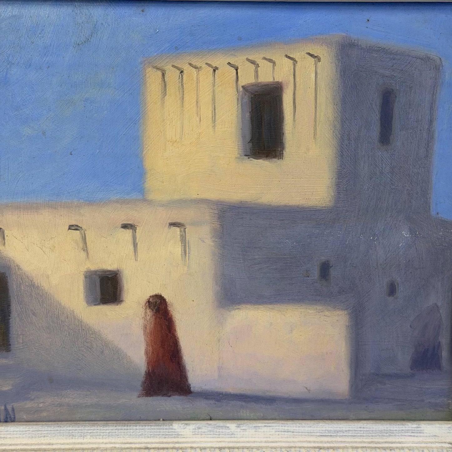 Vintage Original Southwestern Adobe Small Painting Signed Romain 13 X 11