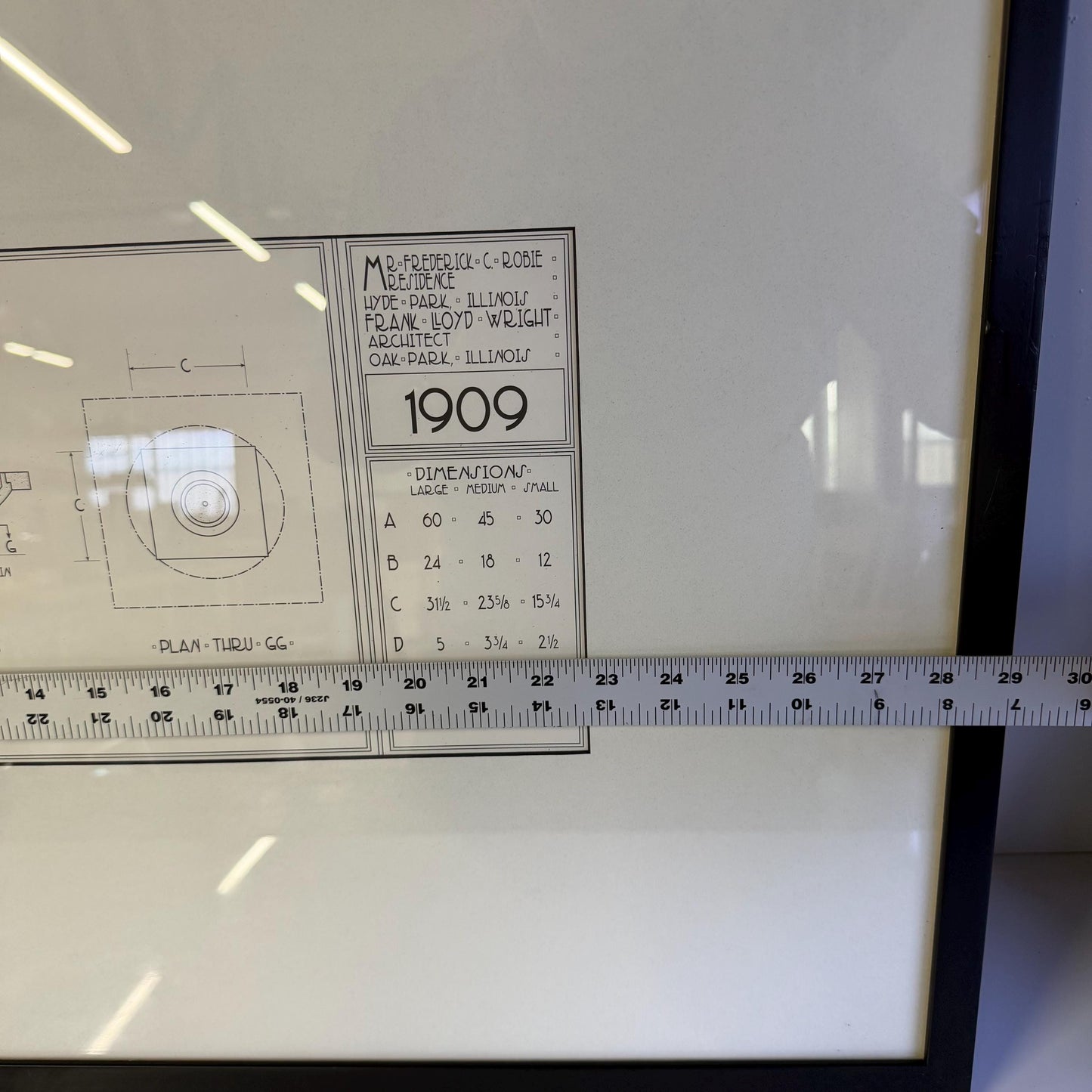 Frank Lloyd Wright Print Robie House Garden Vase Technical Drawing 1997