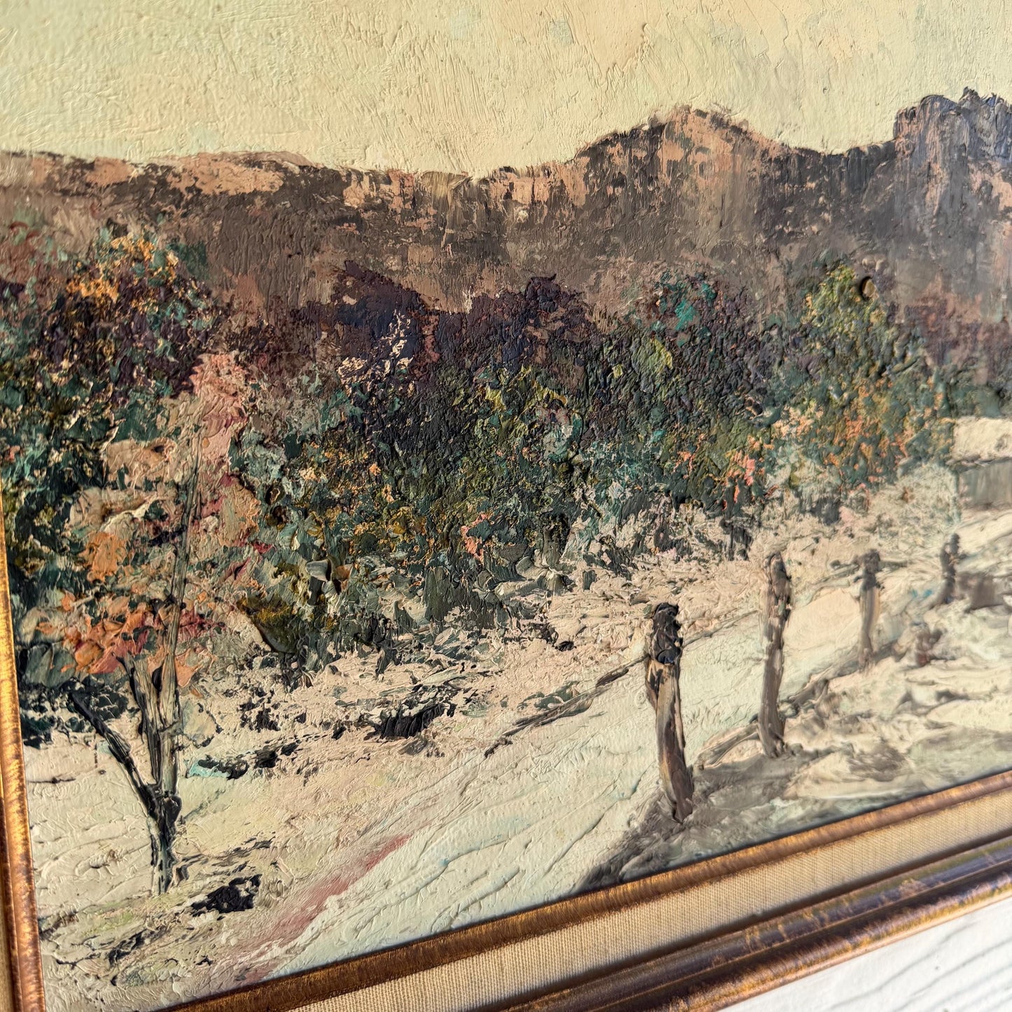 MCM Original Impressionist Desert Scene Oil Painting Signed Chas McElhaney 24x20
