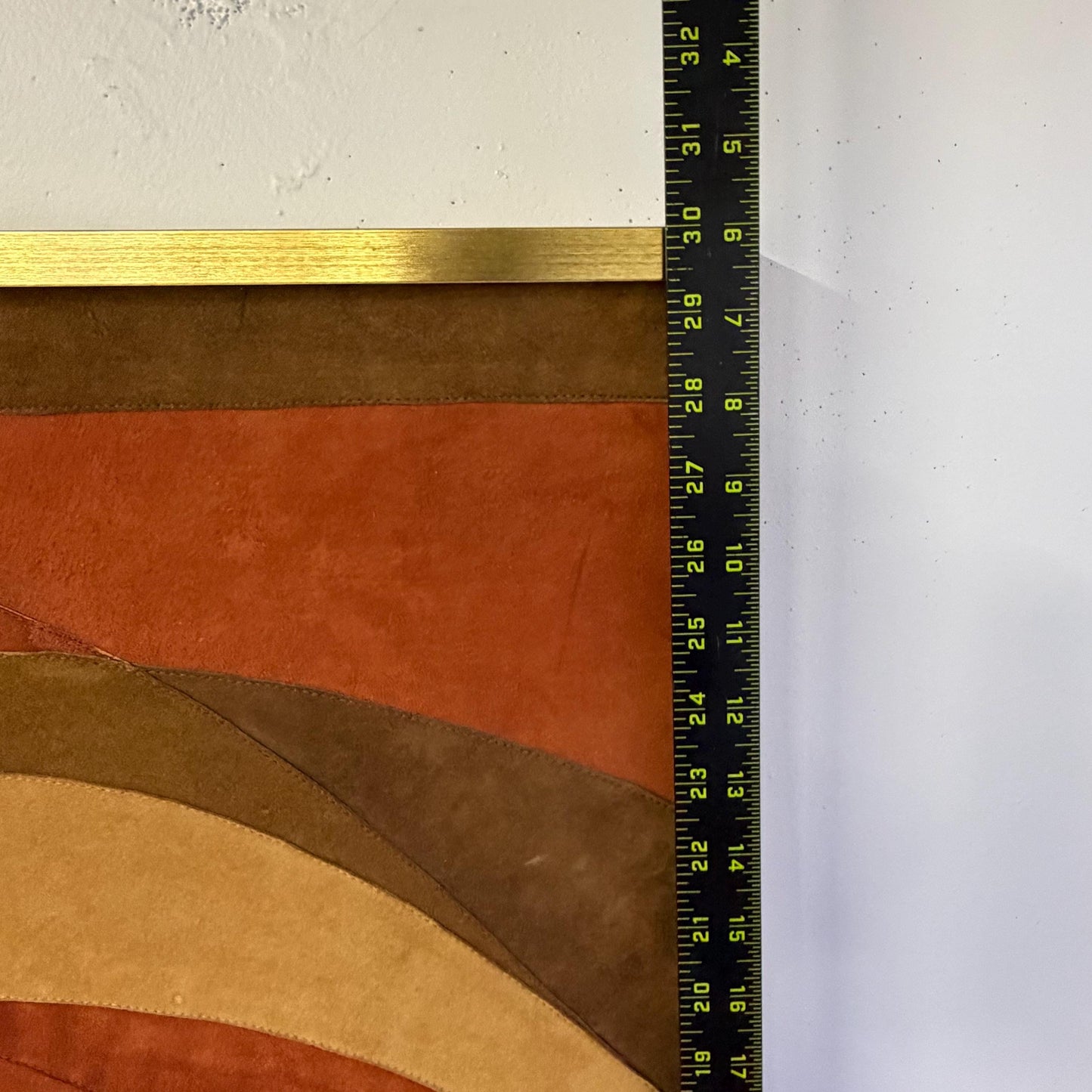 Vintage Mid Century Suede Leather Geometric Abstract Art Signed M. Lavit 30x30