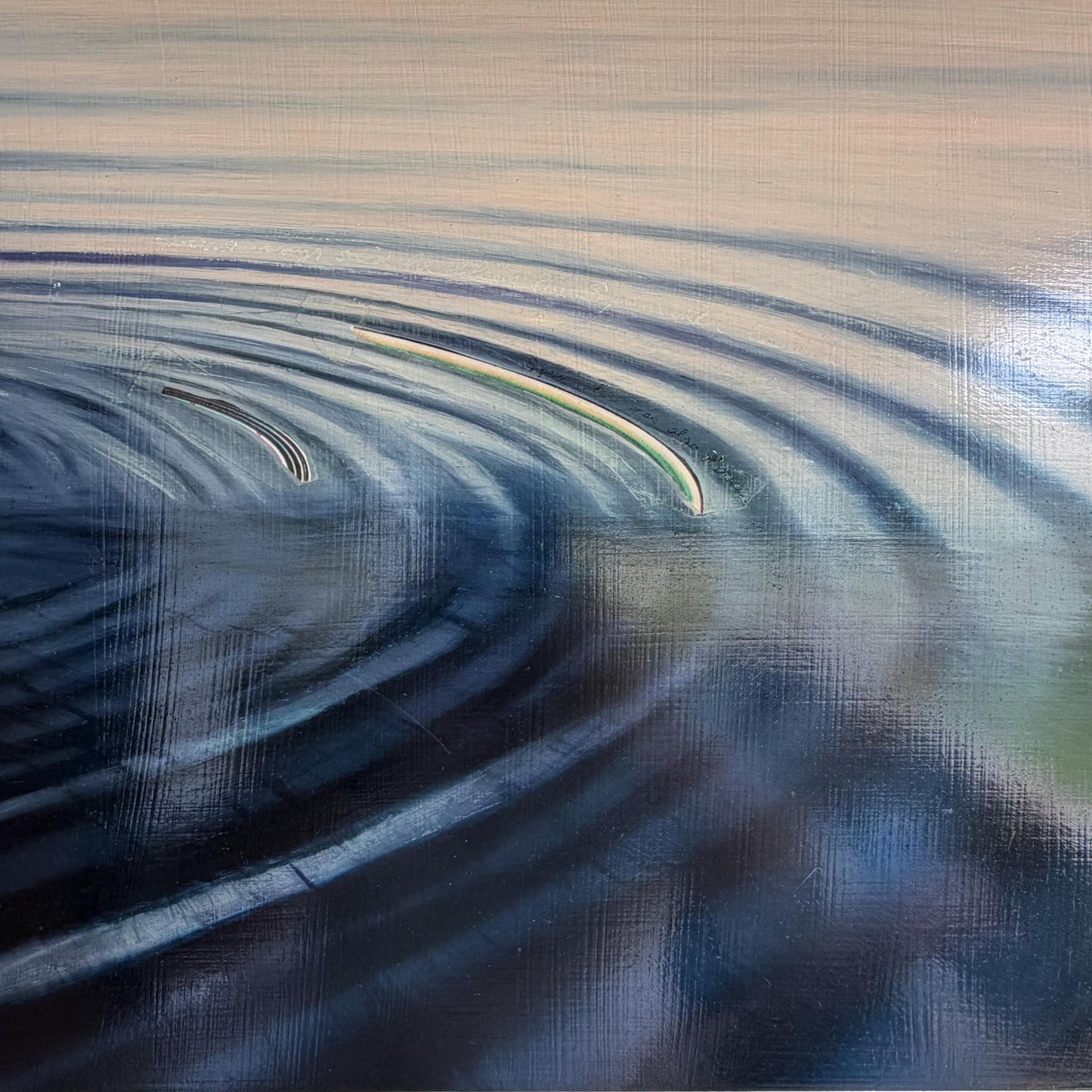 Original Contemporary 1990’s Abstract Water Ripple’s Oil Painting 22 X 14