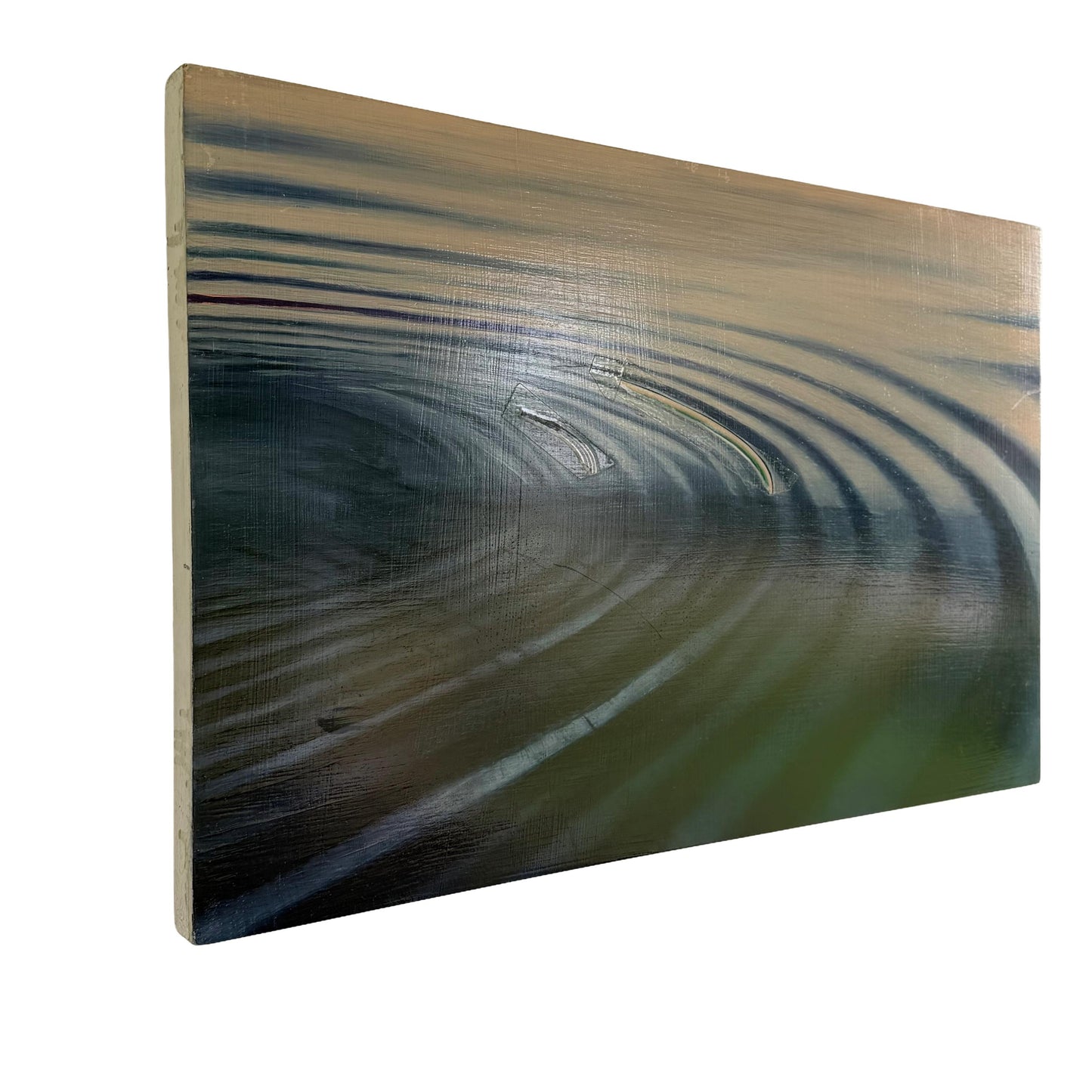 Original Contemporary 1990’s Abstract Water Ripple’s Oil Painting 22 X 14