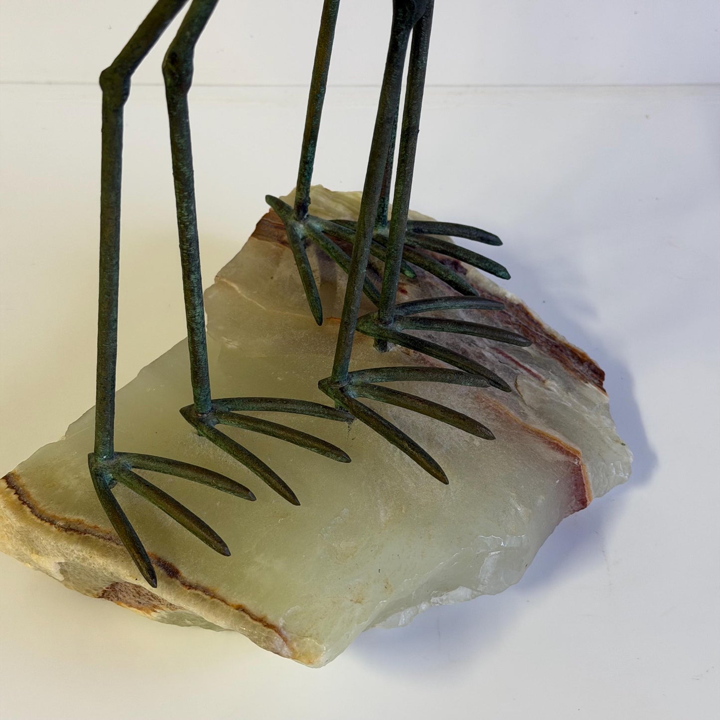 Vintage Mid Century Curtis Jere Bronze  & Quartz 3 Bird Sandpiper Sculpture