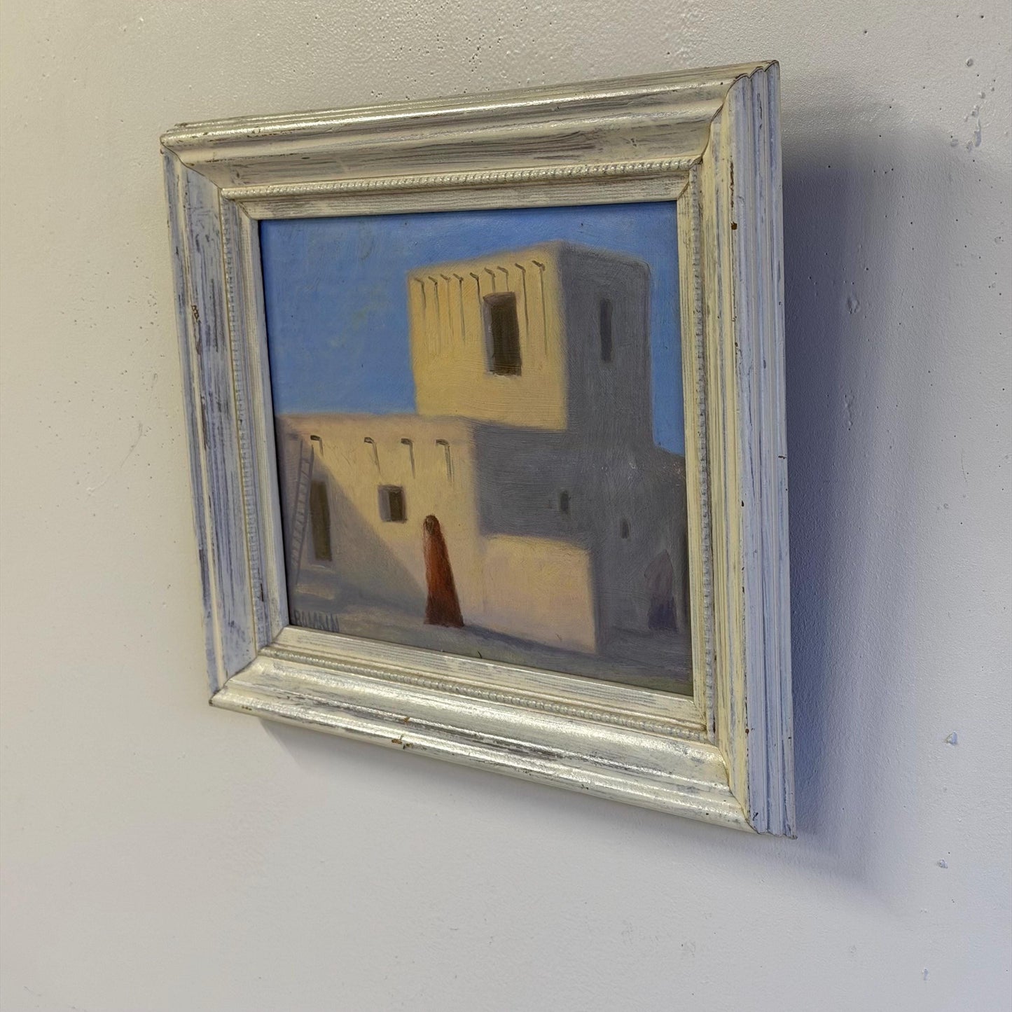 Vintage Original Southwestern Adobe Small Painting Signed Romain 13 X 11