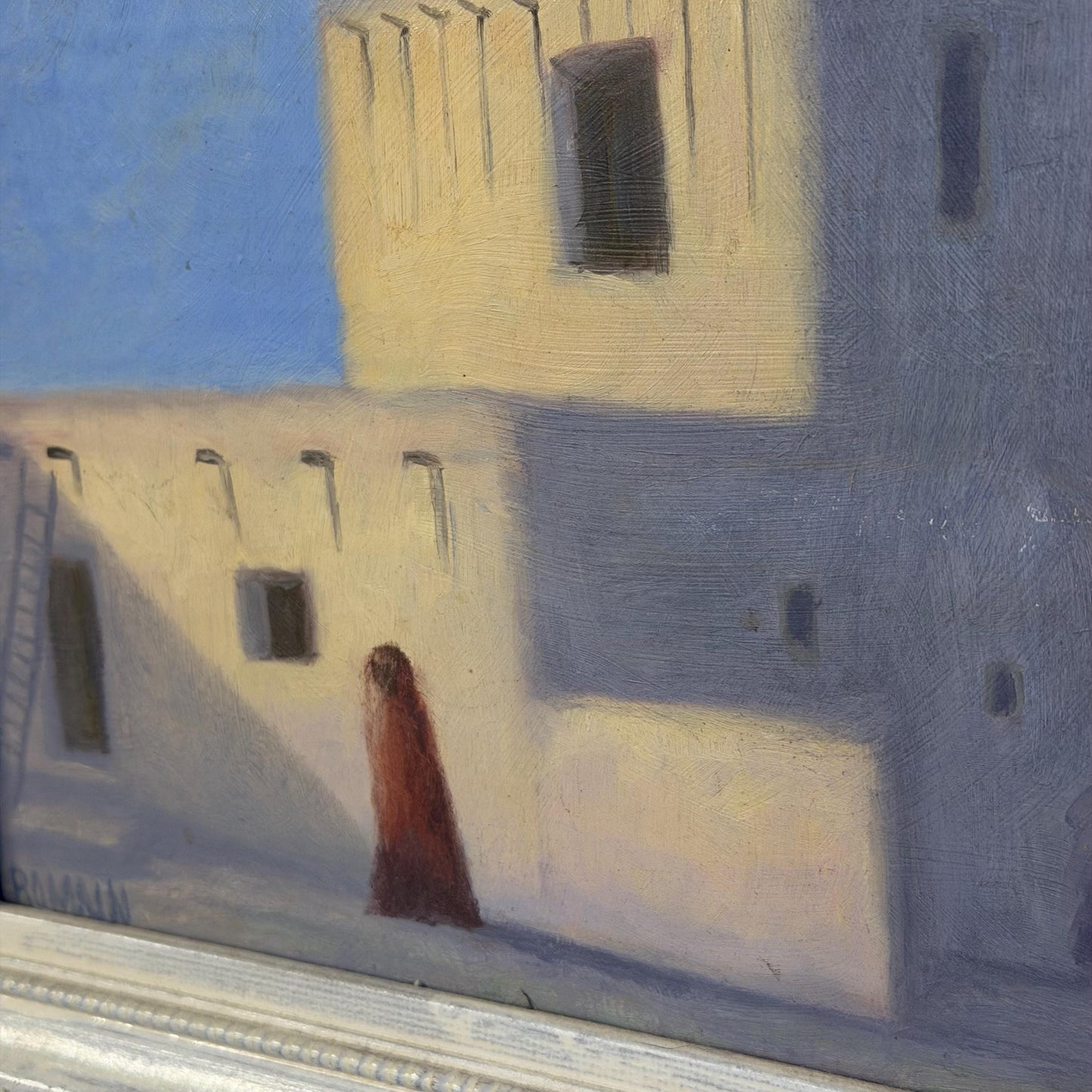 Vintage Original Southwestern Adobe Small Painting Signed Romain 13 X 11