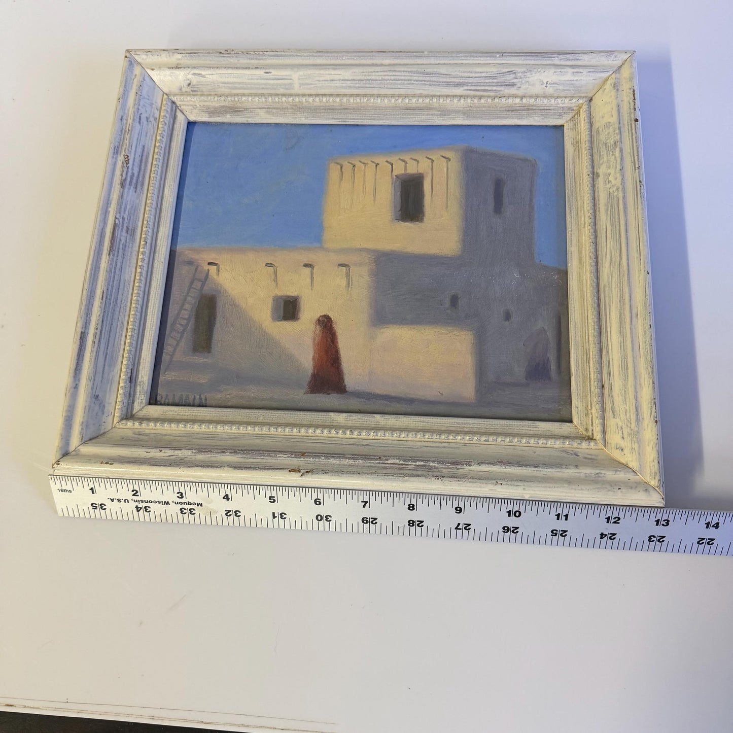 Vintage Original Southwestern Adobe Small Painting Signed Romain 13 X 11
