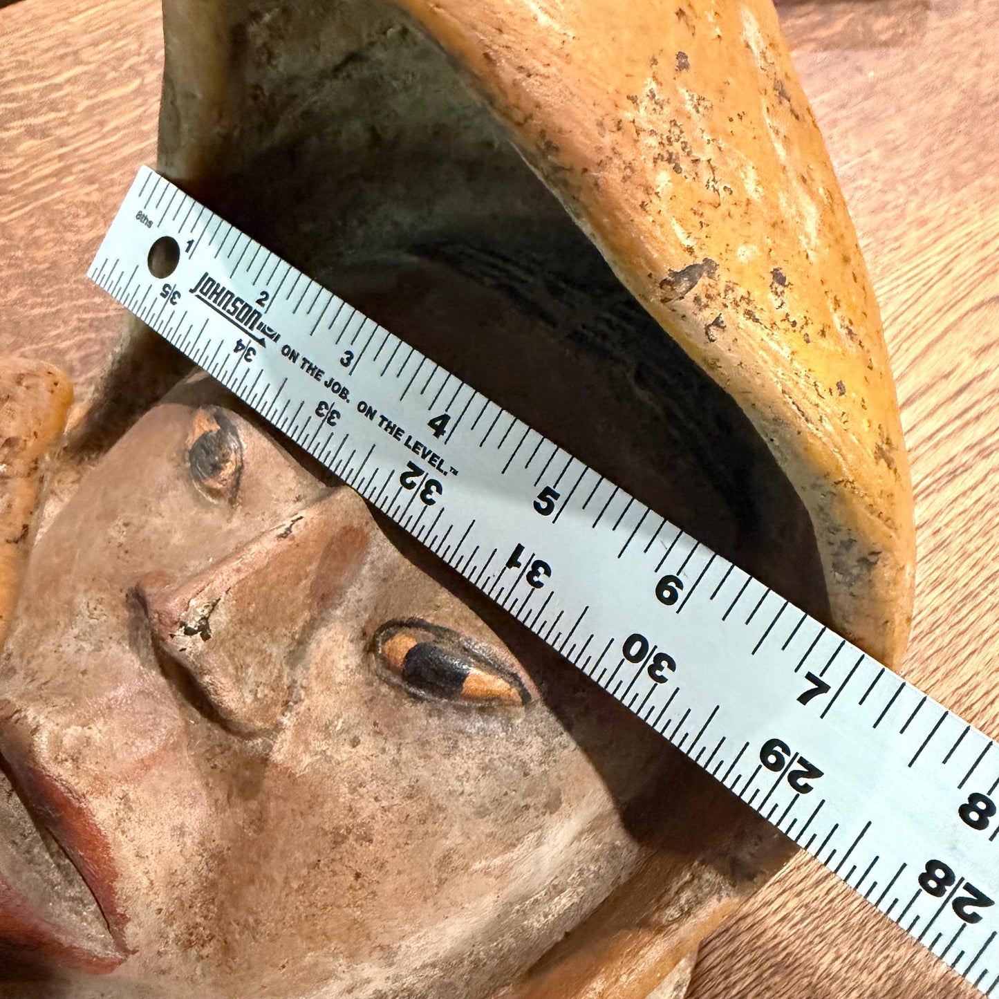 Vintage Mexican Clay Aztec Eagle Warrior Mask Folk Art