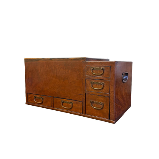 Antique Original Japanese Keyaki Hibachi Kanto Brazier Tea Chest Table 1900’s