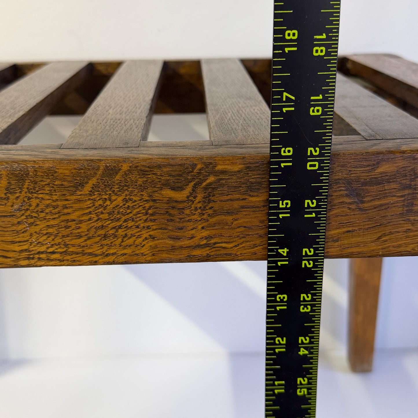 Antique English Edwardian Oak Bench Luggage Stand 1900’s