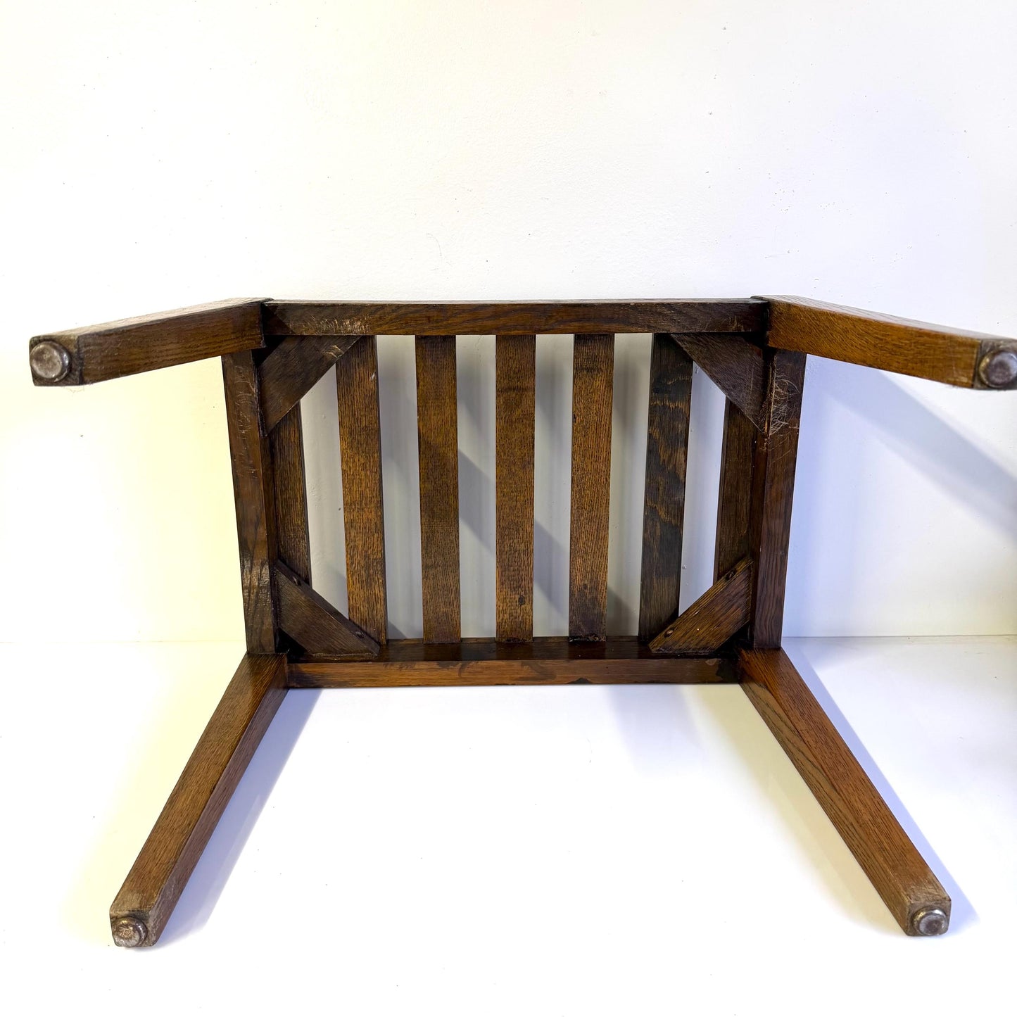 Antique English Edwardian Oak Bench Luggage Stand 1900’s