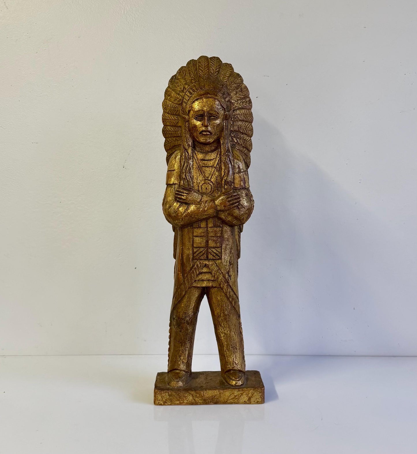 Vintage Hand Carved Wooded Indian Chief 18” Tall