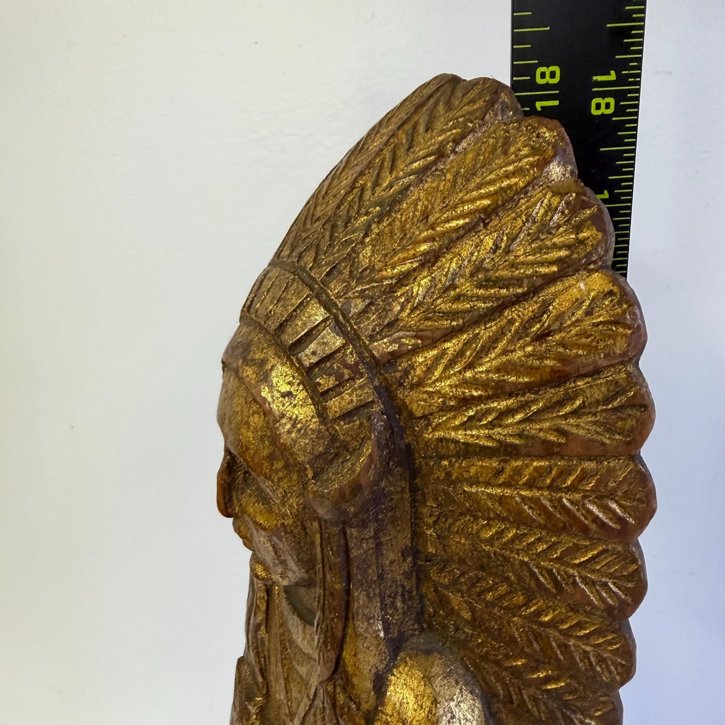 Vintage Hand Carved Wooded Indian Chief 18” Tall