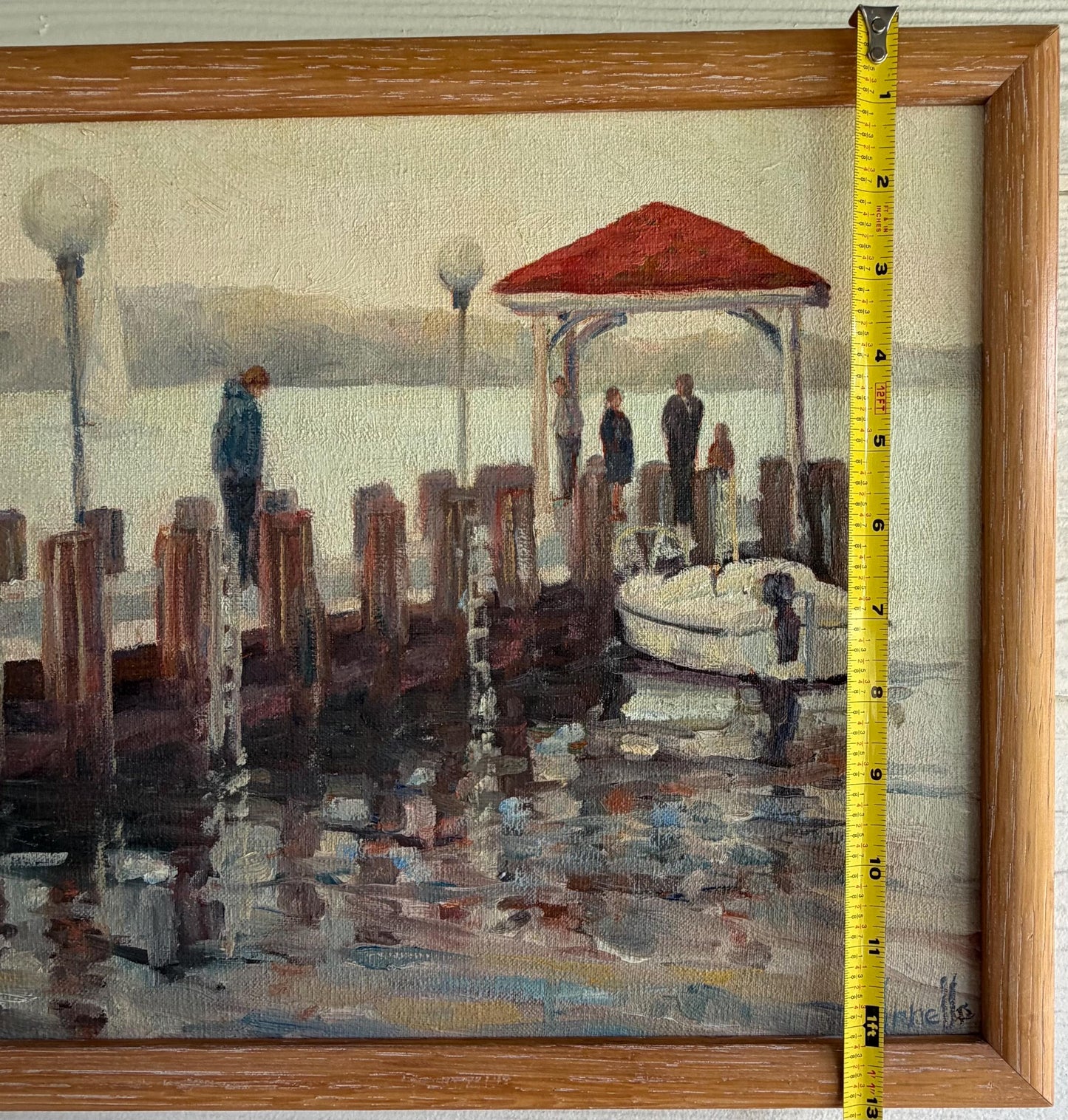 Original Impressionist Seaside Dock Painting Signed 17 X 13 Art
