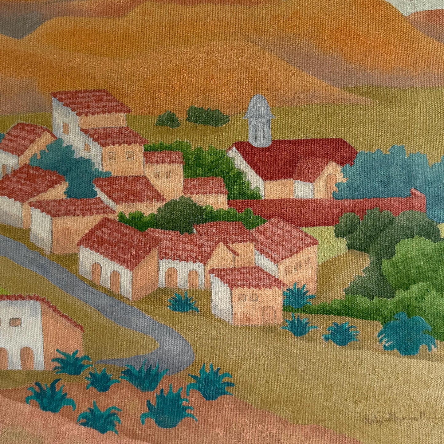 Vintage Original Mid Century Southwest Landscape Painting Signed Ruby Maxwell