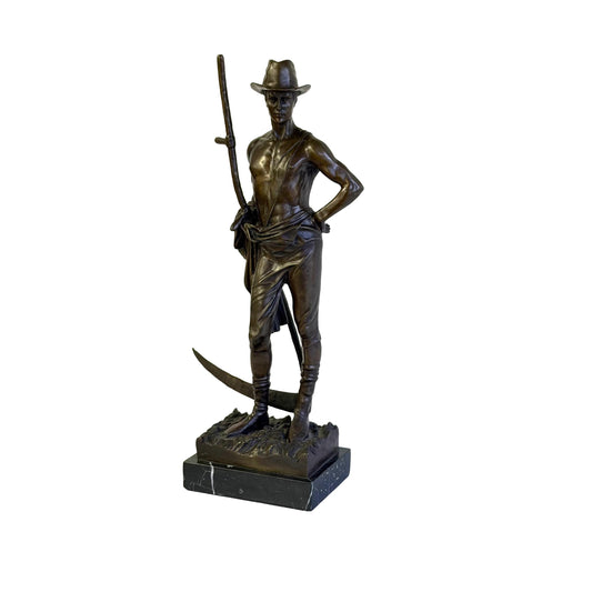 Vintage Mid Century Bronze Sculpture Inspired By Hamo Thornycorft Mower 21” Tall
