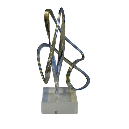 Vintage Original Post Modern Abstract Aluminum 1970’s Era Sculpture 10” Tall