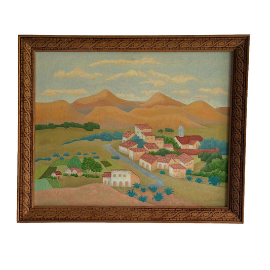 Vintage Original Mid Century Southwest Landscape Painting Signed Ruby Maxwell