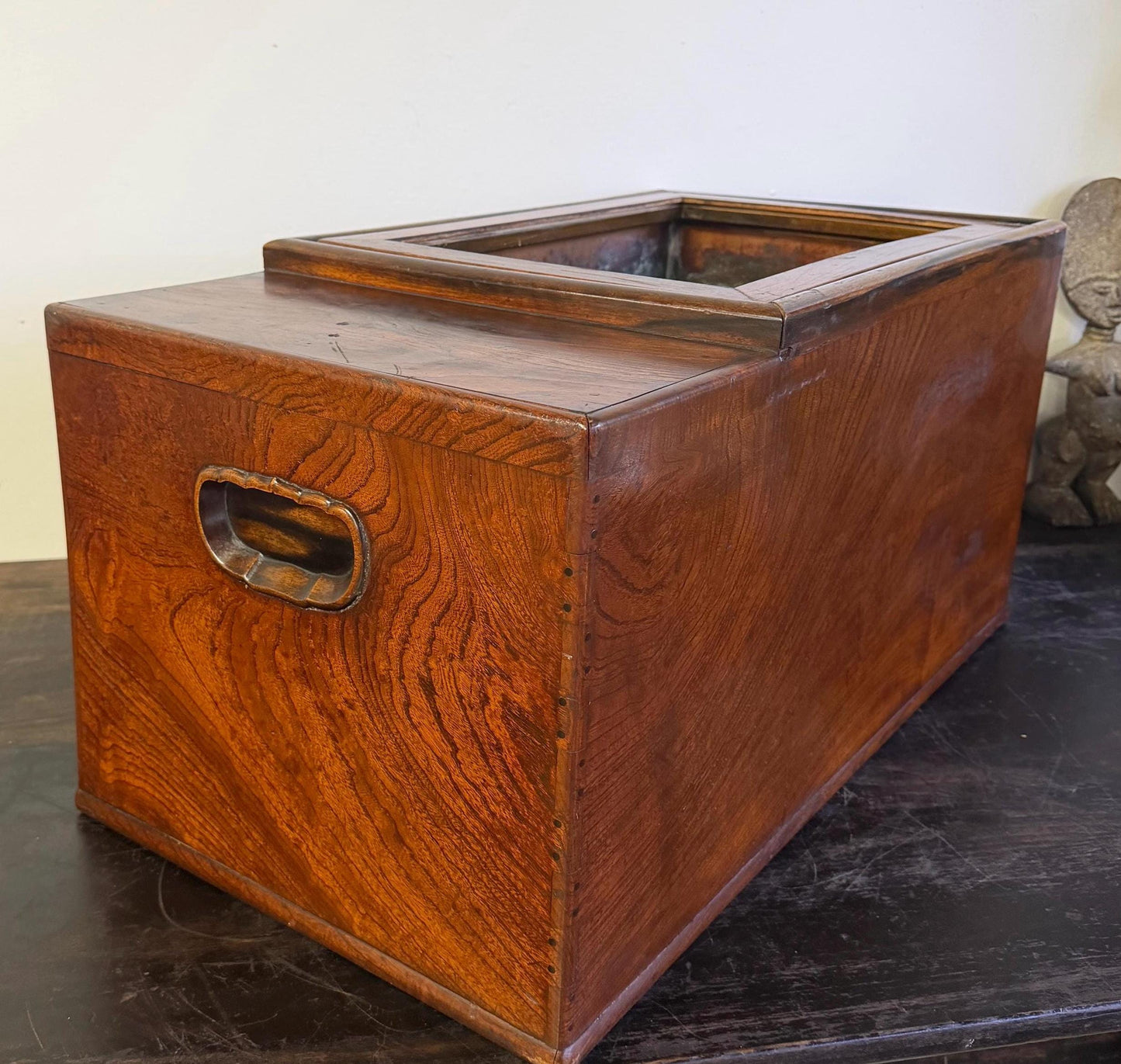 Antique Original Japanese Keyaki Hibachi Kanto Brazier Tea Chest Table 1900’s