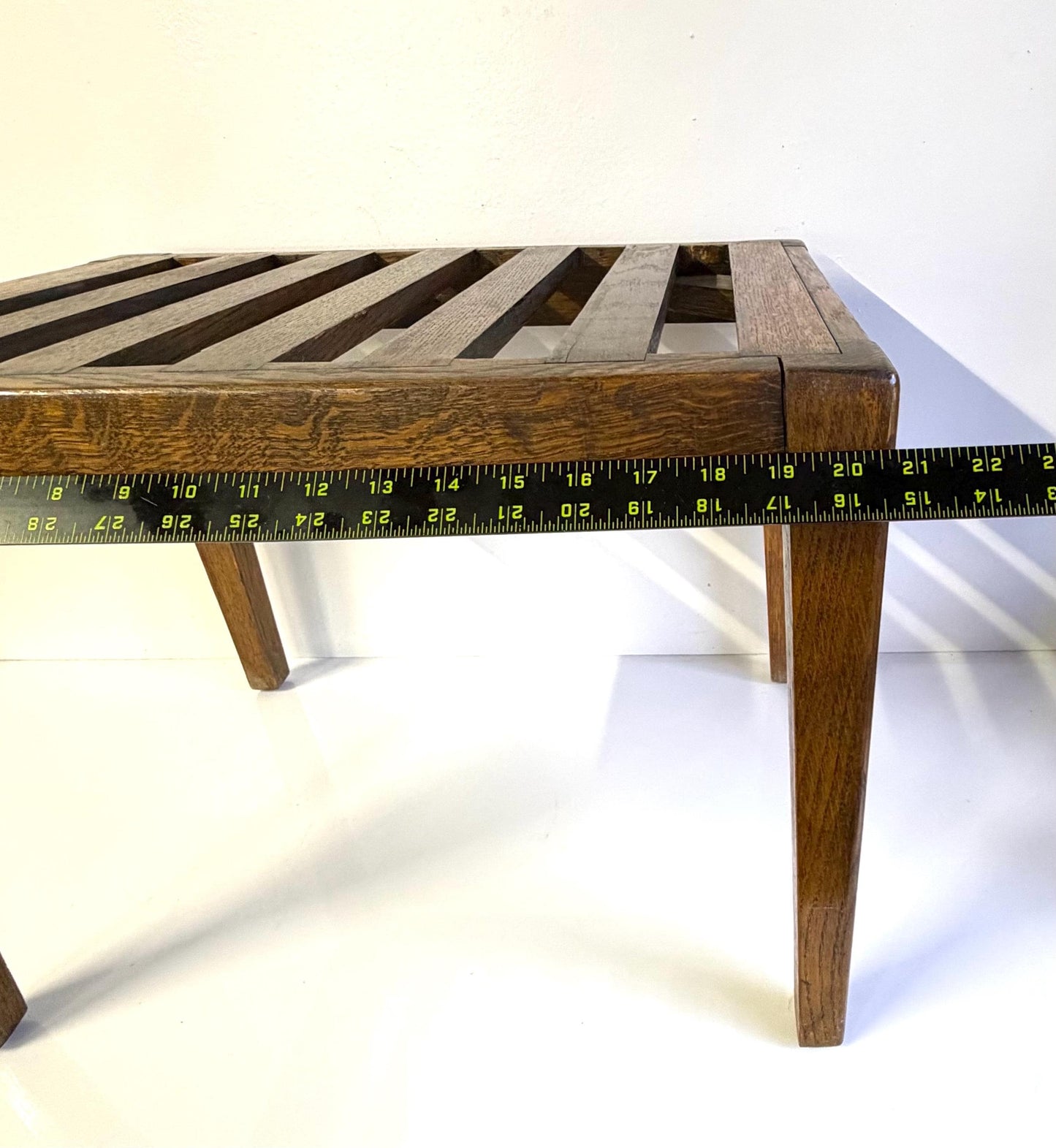 Antique English Edwardian Oak Bench Luggage Stand 1900’s