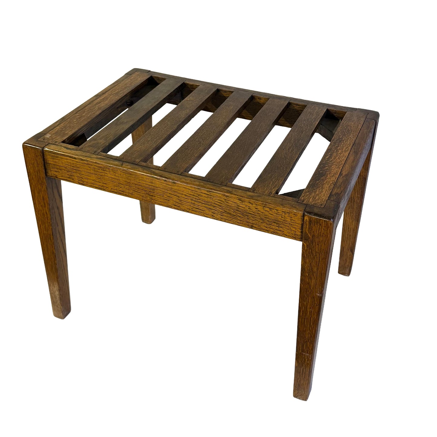 Antique English Edwardian Oak Bench Luggage Stand 1900’s