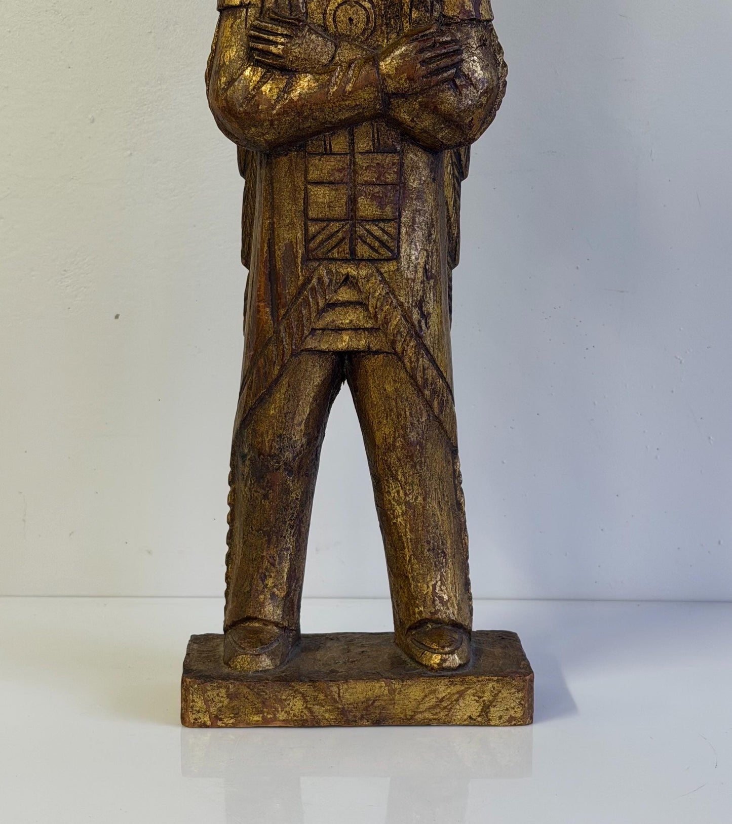 Vintage Hand Carved Wooded Indian Chief 18” Tall