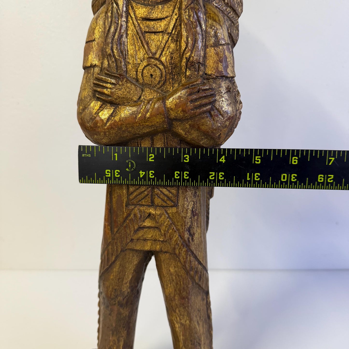 Vintage Hand Carved Wooded Indian Chief 18” Tall