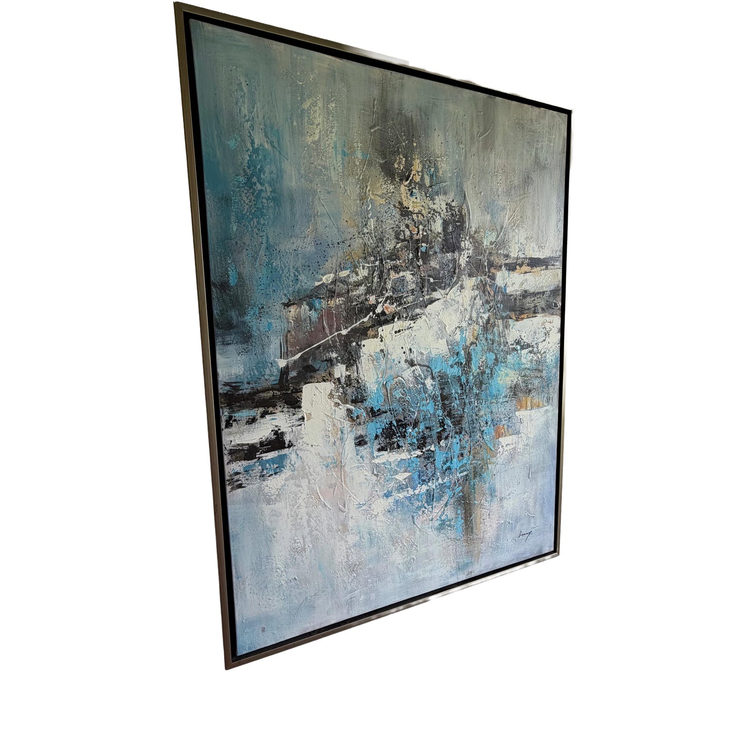 Original Modern Abstract Large Oil Painting Signed Barry 48 X 36